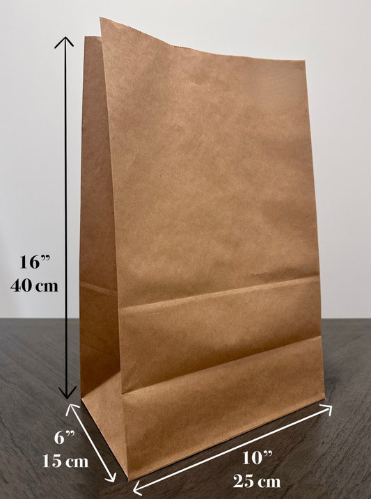 10" x 6" x 16" Kraft Paper Grocery Bag