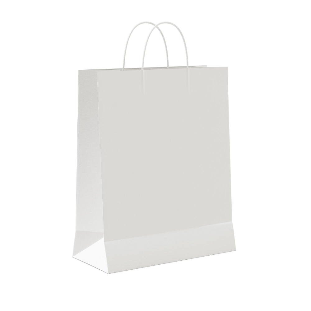 Customized Printed White Paper Shopping Bag With Handle